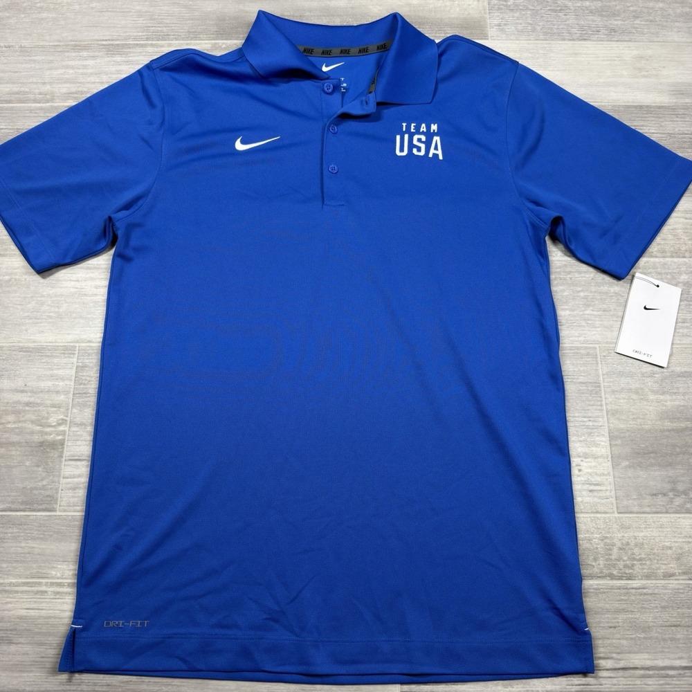 Nike DRI-FIT Blue Team‎ USA Olympics Varsity Embroidered Polo Men's Small New